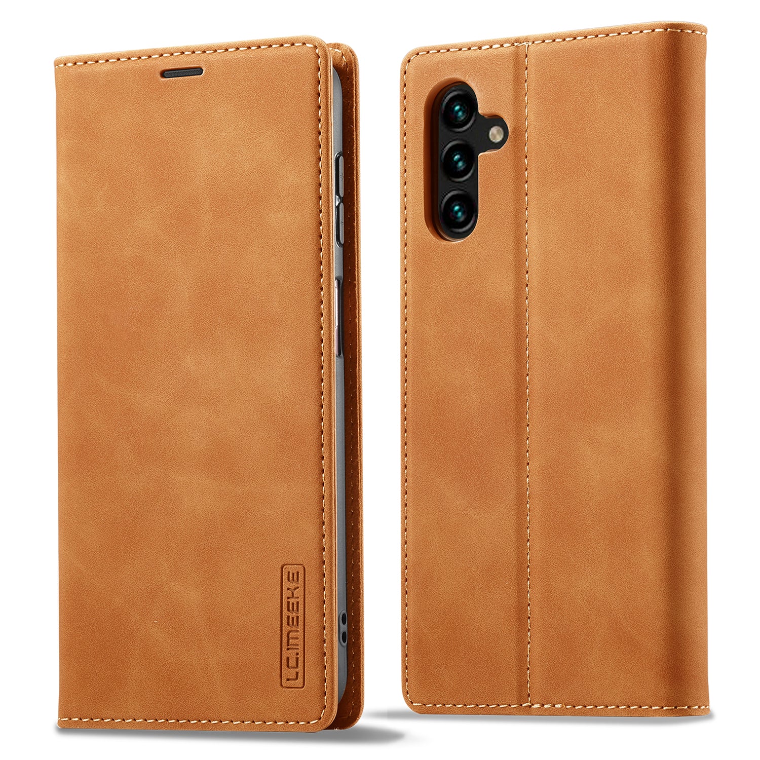 LC.IMEEKE Magnetic Closure Phone Case For Samsung Galaxy A14 4G / 5G PU Leather Cell Phone Cover Wallet Stand