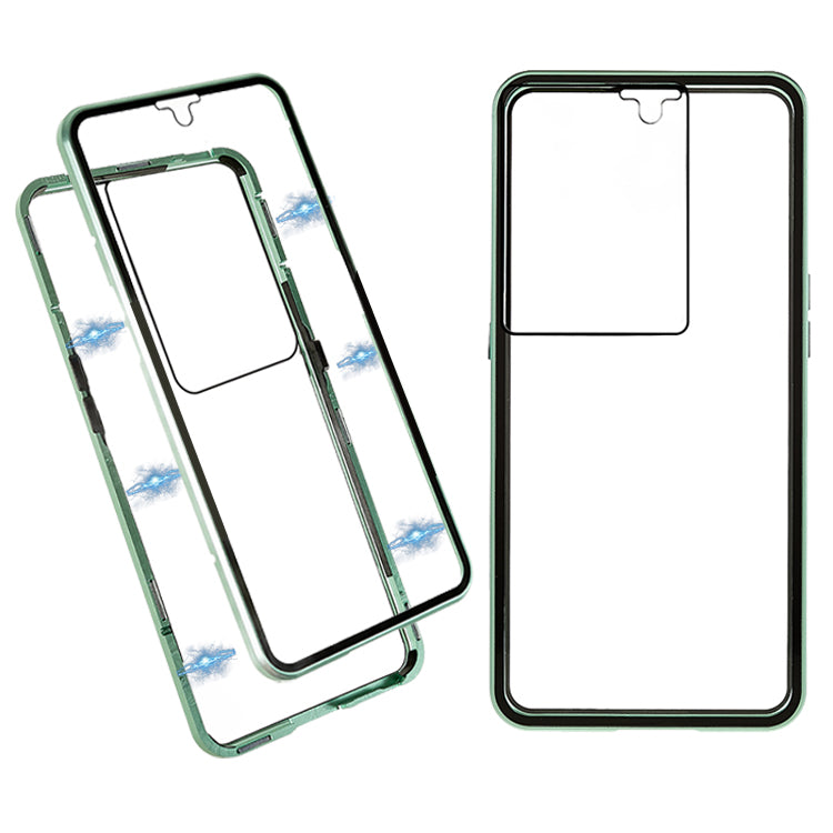 For Oppo Reno8 Pro 5G (Global Version) Double Side Tempered Glass Phone Case Metal Frame Magnetic Cover