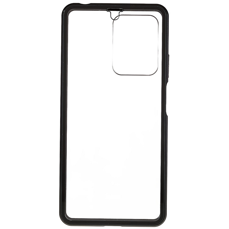 For Xiaomi Redmi Note 12 Pro 5G/Note 12 Pro Speed 5G/Poco X5 Pro 5G Double-sided Tempered Glass Phone Case Magnetic Metal Frame Clear Cover - Black