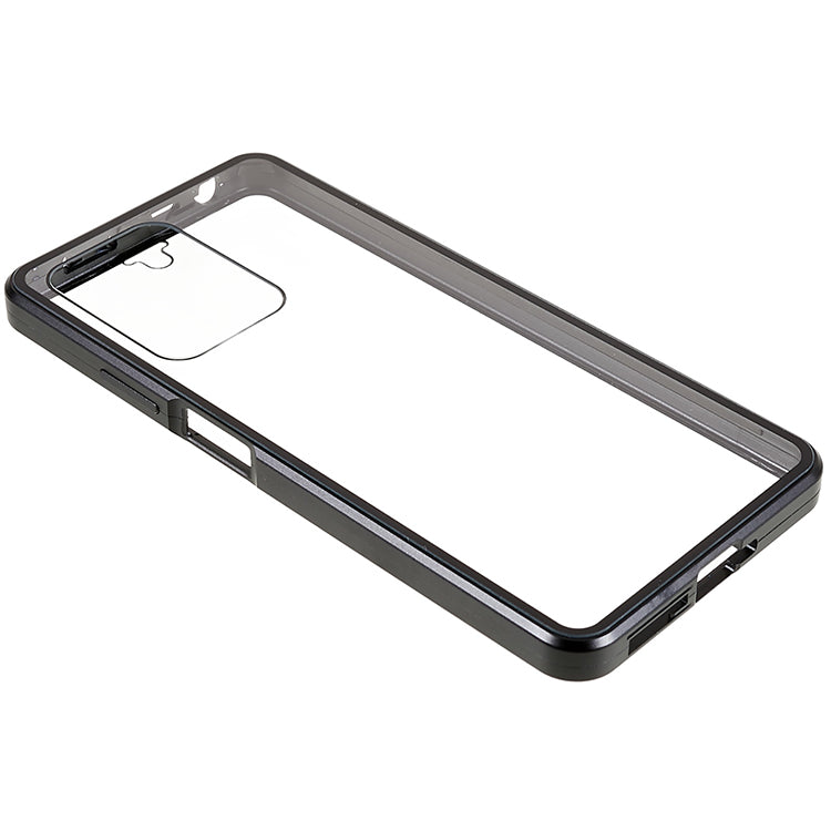 For Xiaomi Redmi Note 12 Pro 5G/Note 12 Pro Speed 5G/Poco X5 Pro 5G Double-sided Tempered Glass Phone Case Magnetic Metal Frame Clear Cover - Black