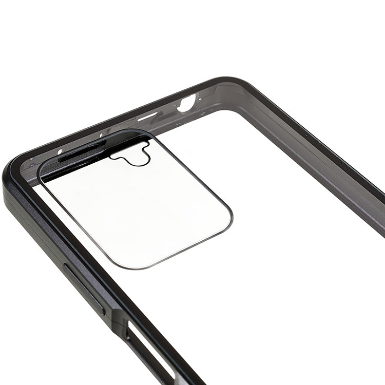 For Xiaomi Redmi Note 12 Pro 5G/Note 12 Pro Speed 5G/Poco X5 Pro 5G Double-sided Tempered Glass Phone Case Magnetic Metal Frame Clear Cover - Black