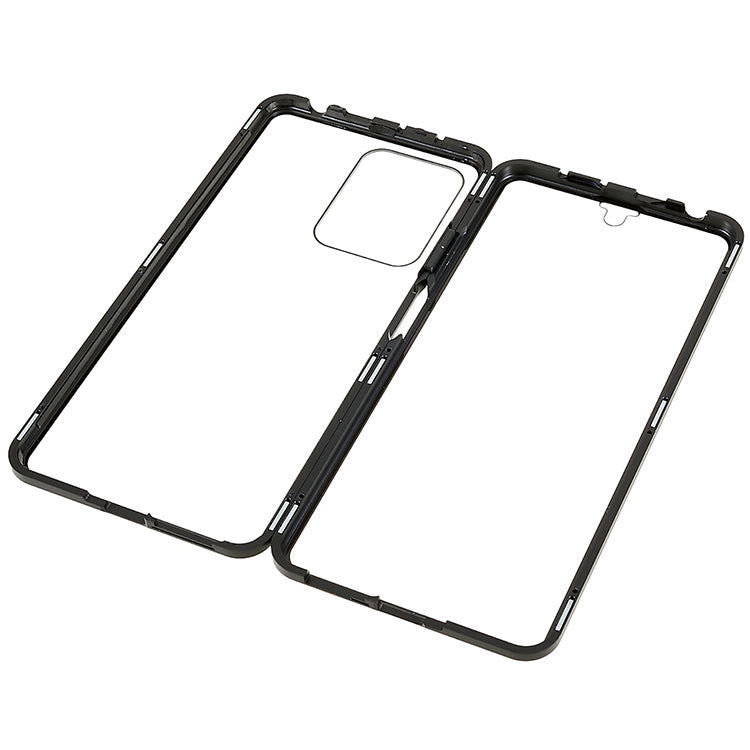 For Xiaomi Redmi Note 12 Pro 5G/Note 12 Pro Speed 5G/Poco X5 Pro 5G Double-sided Tempered Glass Phone Case Magnetic Metal Frame Clear Cover - Black