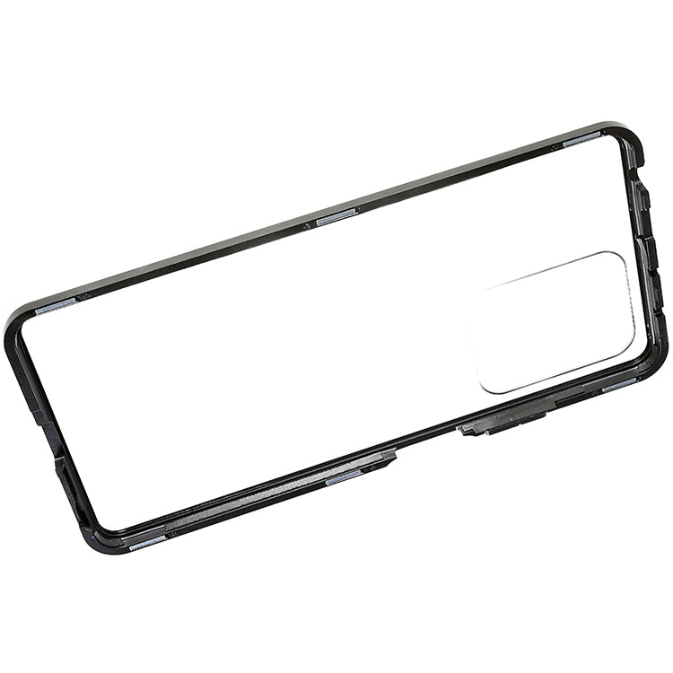 For Xiaomi Redmi Note 12 Pro 5G/Note 12 Pro Speed 5G/Poco X5 Pro 5G Double-sided Tempered Glass Phone Case Magnetic Metal Frame Clear Cover - Black