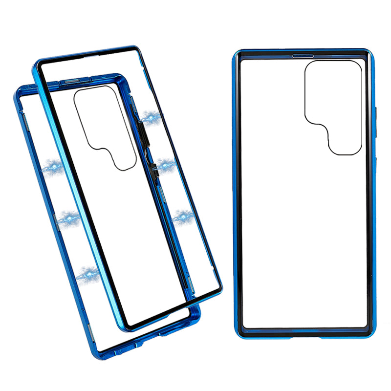For Samsung Galaxy S23 Ultra Metal Frame Double-sided Tempered Glass Phone Case