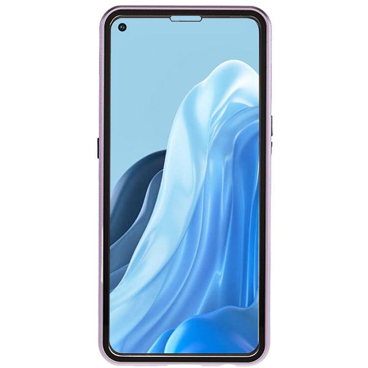 Metal Magnetic Case For Oppo Reno7 4G 360 Double-sided Tempered Glass Clear Phone Cover - Purple