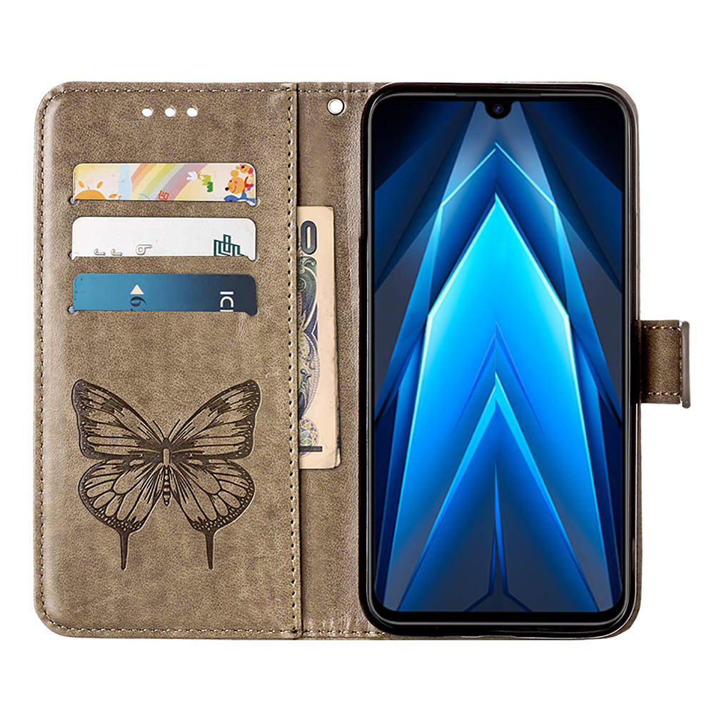 YB Imprinting Series-4 for Tecno Spark Go 2022 Butterfly Flower Imprinted Phone Case Stand Flip Leather Wallet Cover
