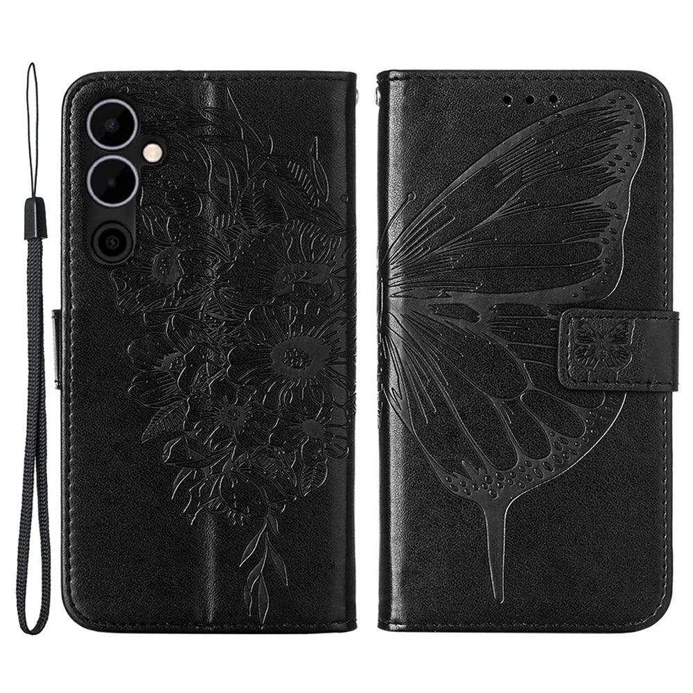 YB Imprinting Series-4 for Tecno Pova Neo 2 4G Butterfly Flower Imprinted Drop-proof Leather Phone Case with Stand Wallet