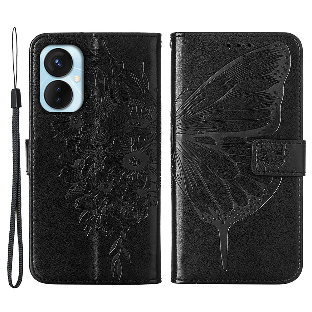 YB Imprinting Series-4 for Tecno Spark 9 Pro 4G Shockproof Phone Cover with Imprinted Butterfly Flower Leather Phone Case