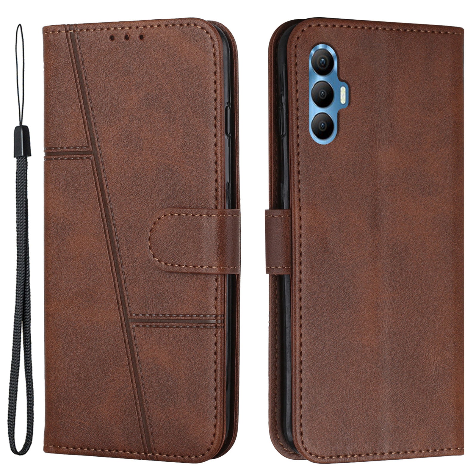 PU Leather Phone Cover For Tecno Spark 8P Stand Wallet Full Protection Cell Phone Case with Strap