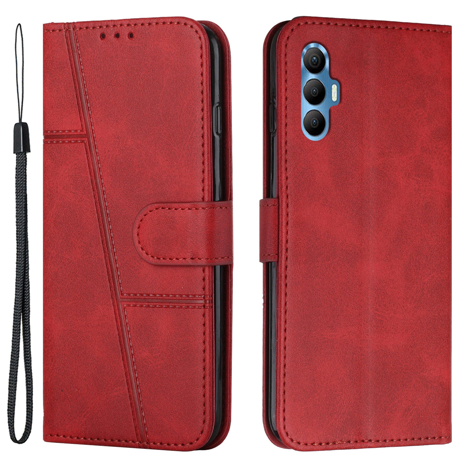 PU Leather Phone Cover For Tecno Spark 8P Stand Wallet Full Protection Cell Phone Case with Strap