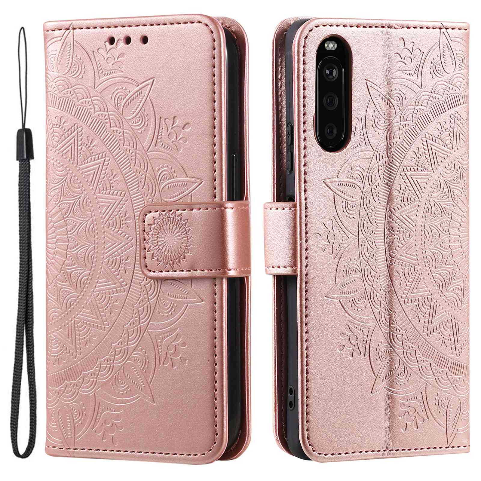 For Sony Xperia 10 V PU Leather Wallet Phone Case Imprinted Mandala Flower Pattern Magnetic Folio Stand Cover
