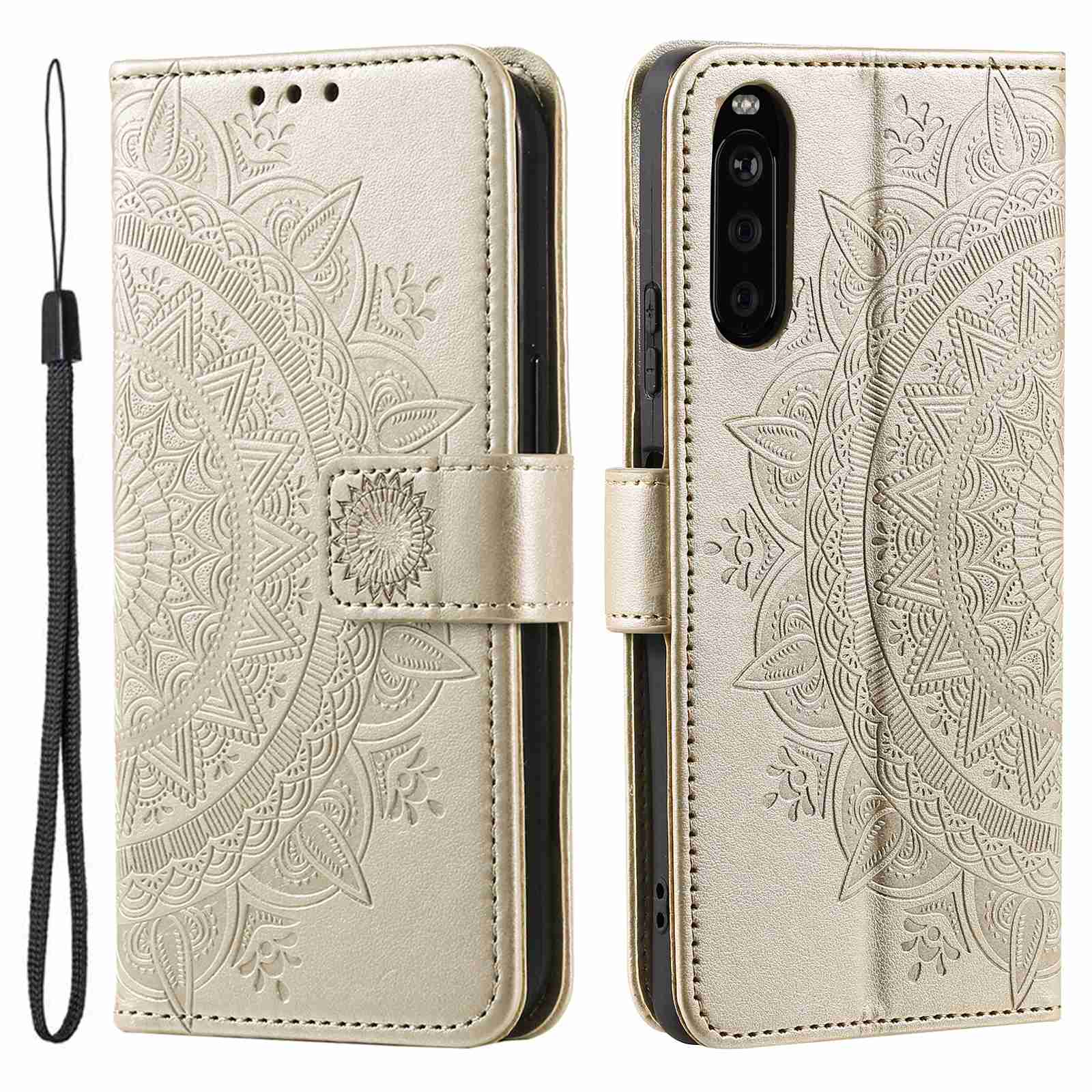 For Sony Xperia 10 V PU Leather Wallet Phone Case Imprinted Mandala Flower Pattern Magnetic Folio Stand Cover