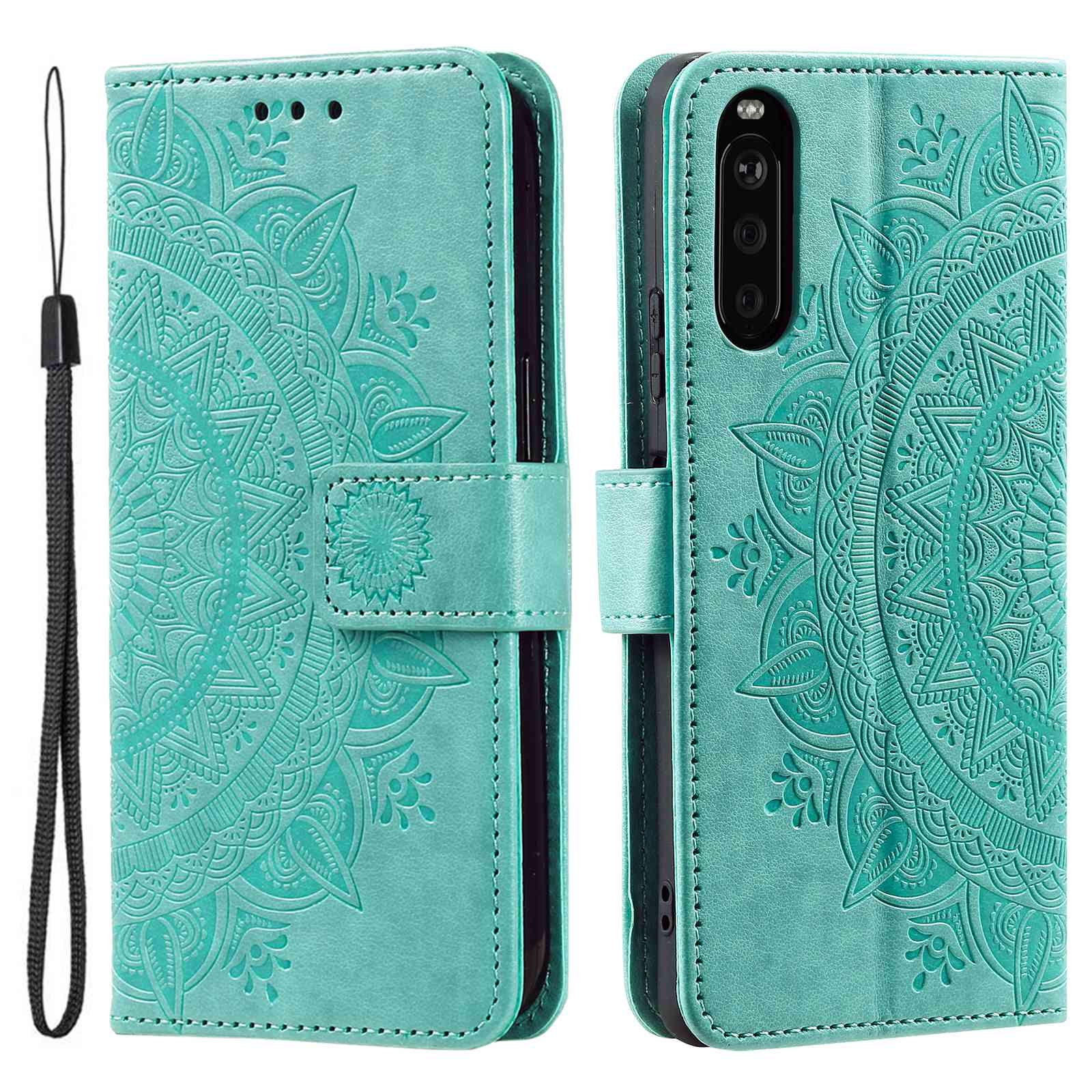 For Sony Xperia 10 V PU Leather Wallet Phone Case Imprinted Mandala Flower Pattern Magnetic Folio Stand Cover