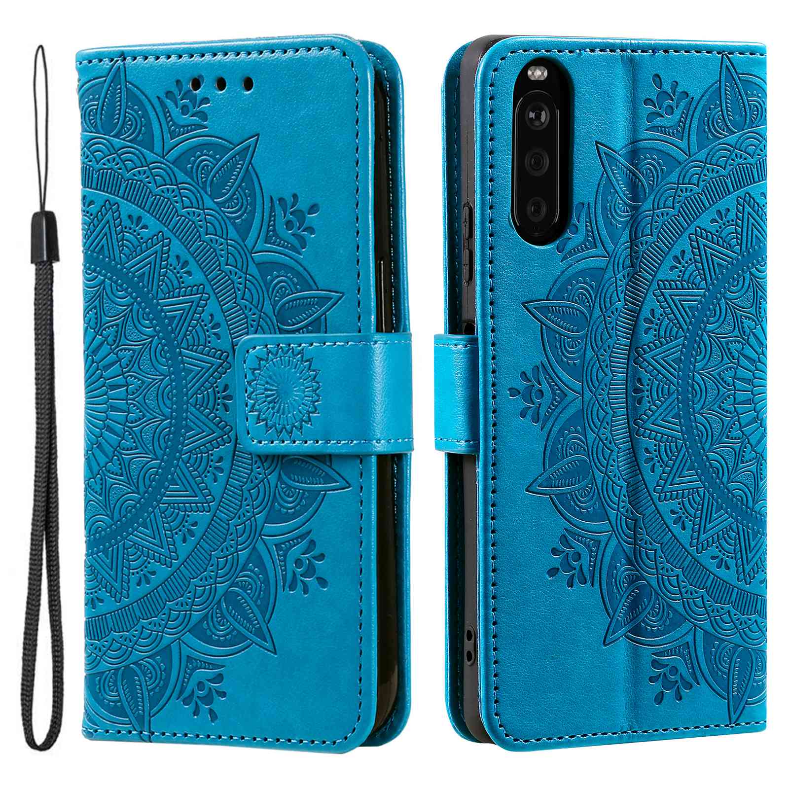 For Sony Xperia 10 V PU Leather Wallet Phone Case Imprinted Mandala Flower Pattern Magnetic Folio Stand Cover