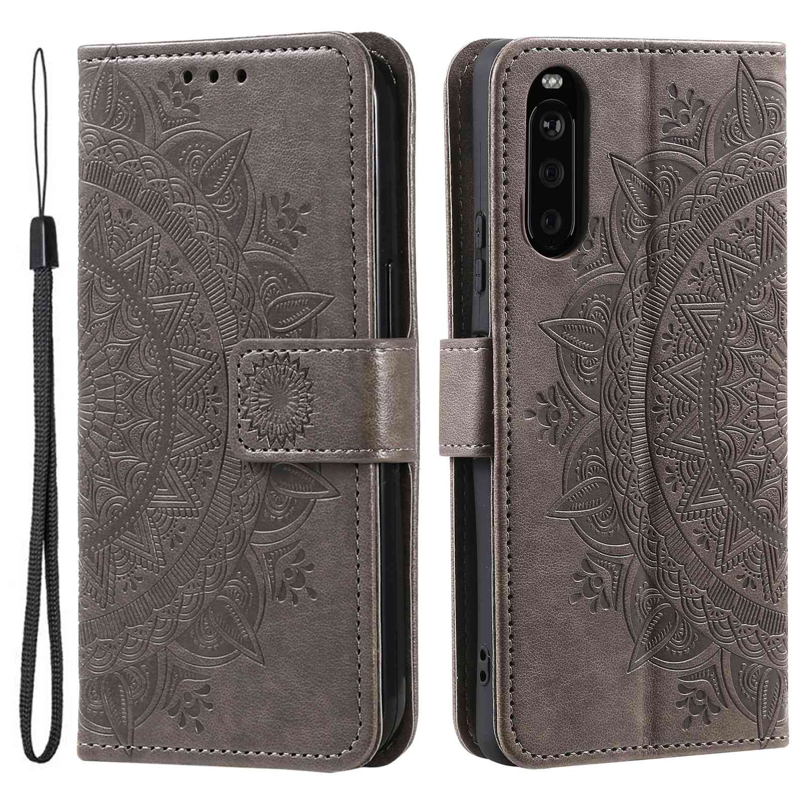 For Sony Xperia 10 V PU Leather Wallet Phone Case Imprinted Mandala Flower Pattern Magnetic Folio Stand Cover