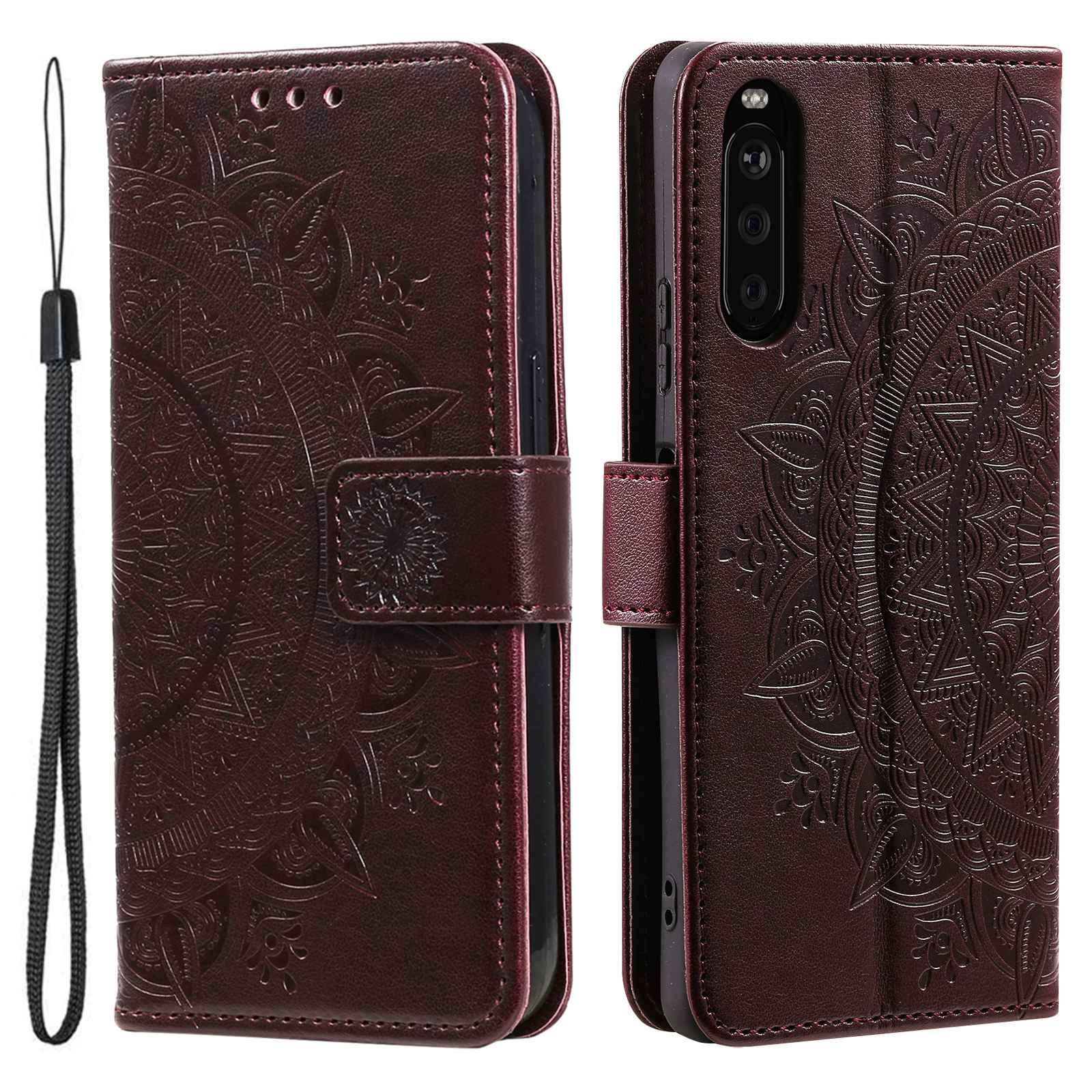 For Sony Xperia 10 V PU Leather Wallet Phone Case Imprinted Mandala Flower Pattern Magnetic Folio Stand Cover