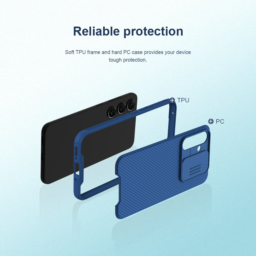NILLKIN CamShield Pro for Samsung Galaxy A54 5G PC+TPU Hybrid Phone Cover Drop-proof Case with Camera Slide Lid - Blue