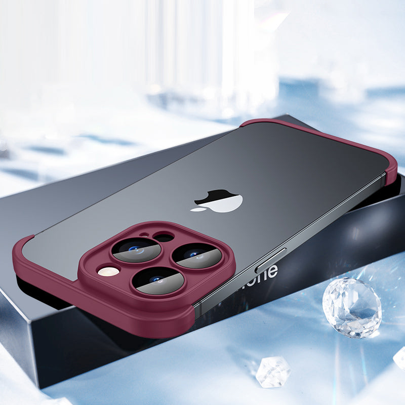Frameless TPU Bumper Case for iPhone 14 Pro Glass Lens Cover Shock-Absorbent No-Backplate Phone Protector