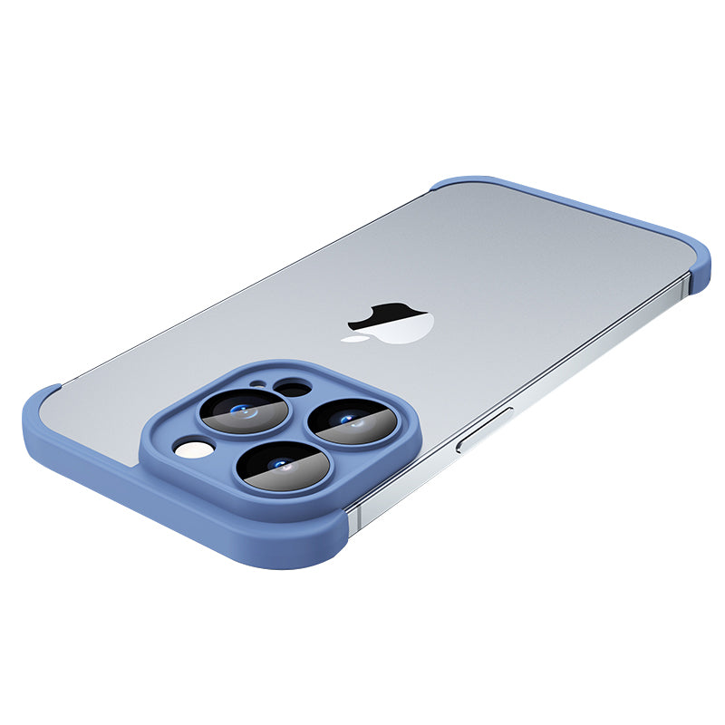 Frameless TPU Bumper Case for iPhone 14 Pro Glass Lens Cover Shock-Absorbent No-Backplate Phone Protector