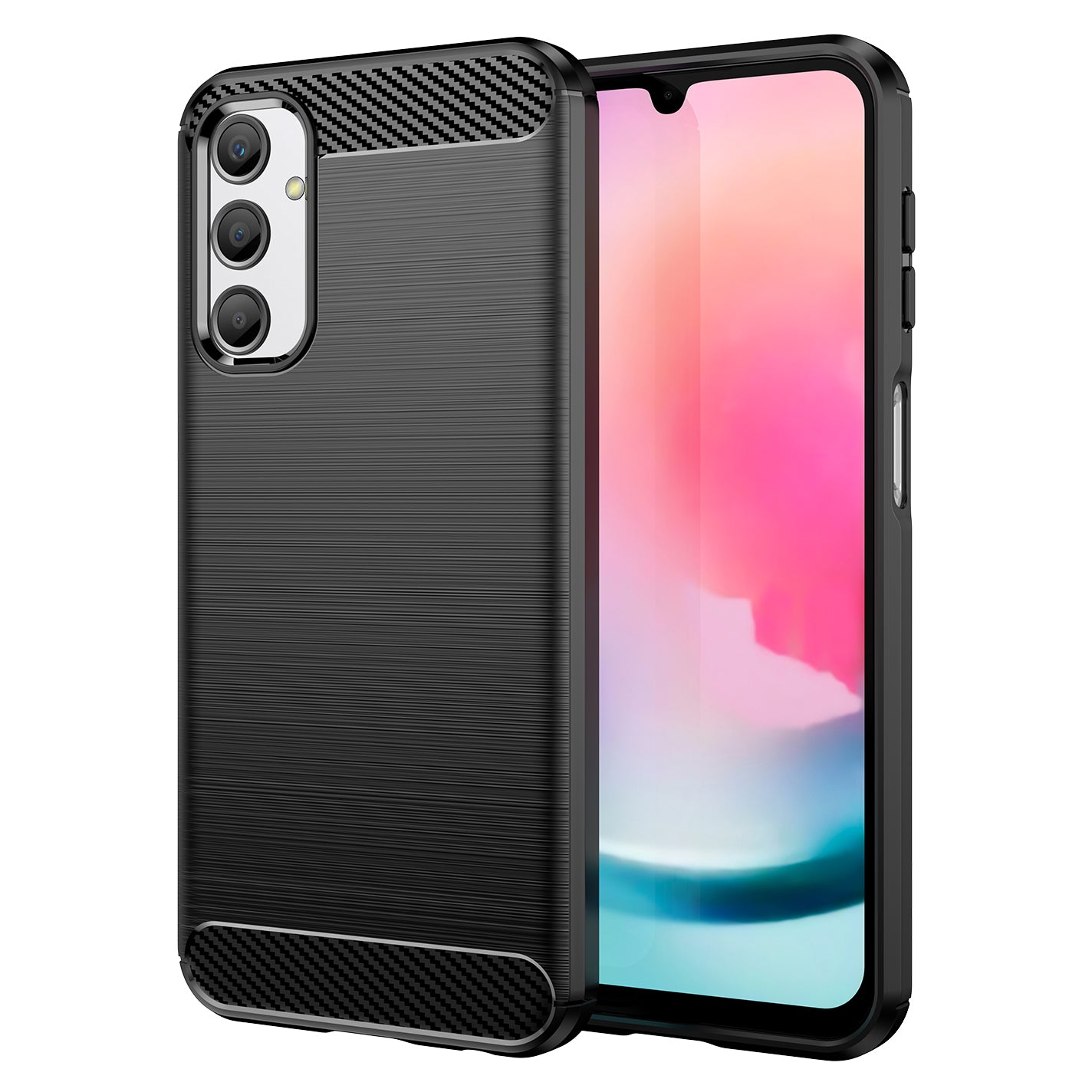 For Samsung Galaxy A24 4G Anti-scratch Phone Case Carbon Fiber Texture Brushed Surface Protective Back Cover