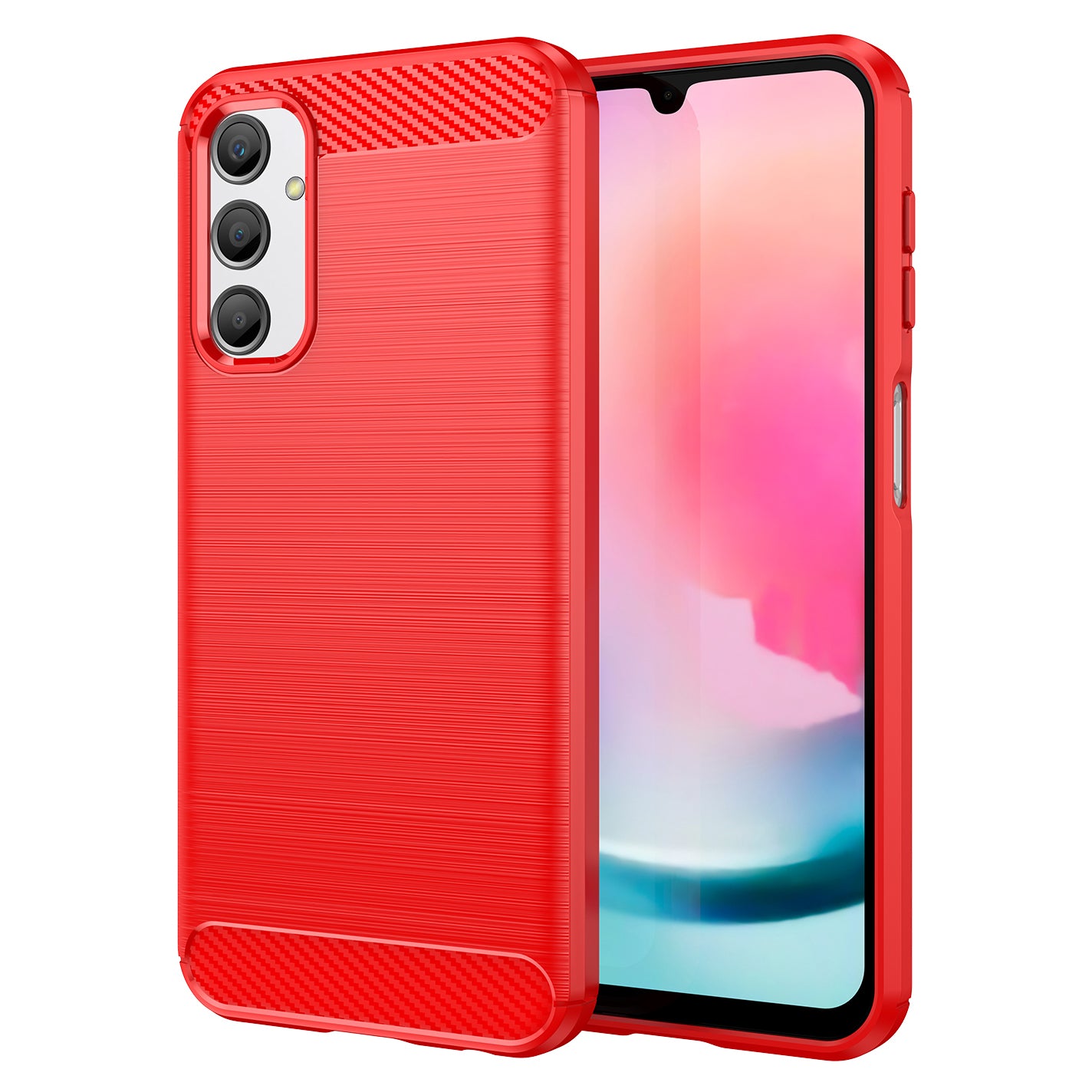 For Samsung Galaxy A24 4G Anti-scratch Phone Case Carbon Fiber Texture Brushed Surface Protective Back Cover