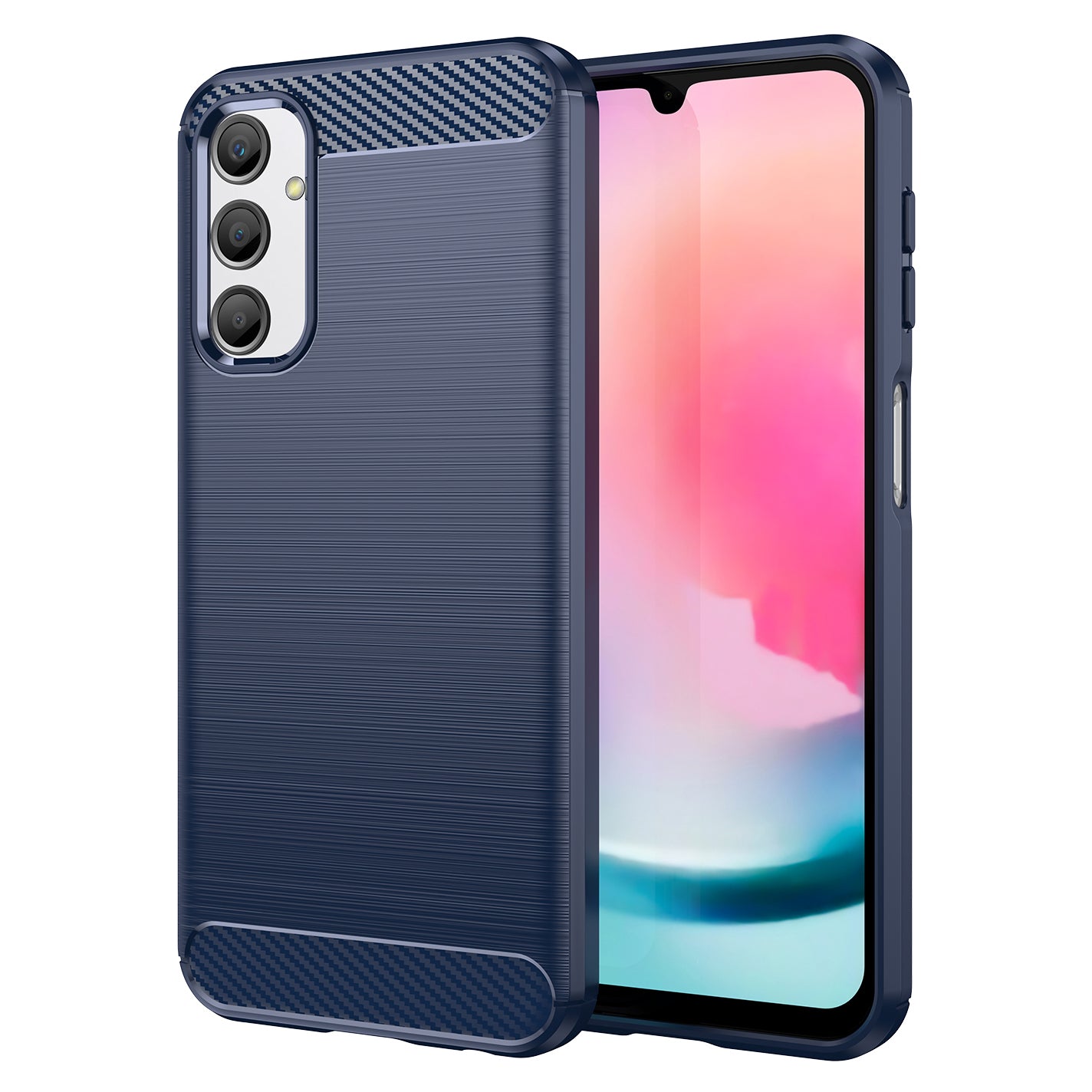For Samsung Galaxy A24 4G Anti-scratch Phone Case Carbon Fiber Texture Brushed Surface Protective Back Cover