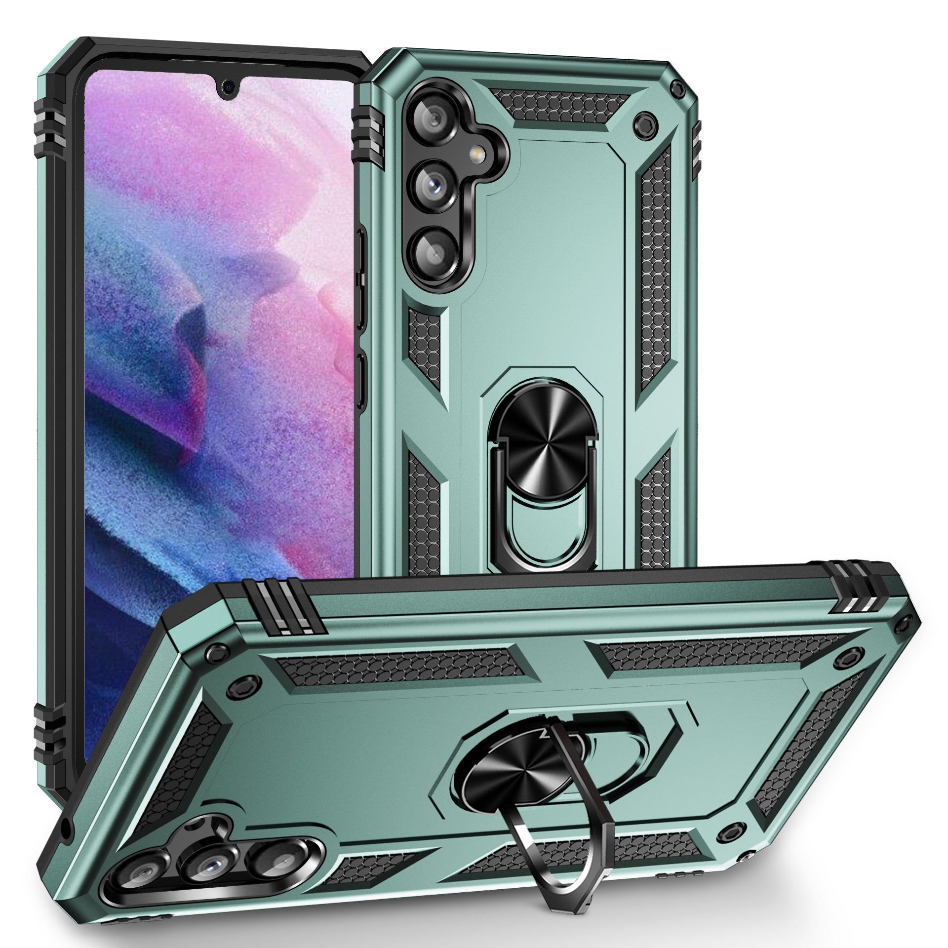 For Samsung Galaxy A34 5G Ring Holder Kickstand Case TPU PC Protective Phone Cover
