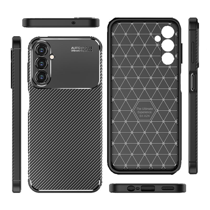 For Samsung Galaxy A24 4G Carbon Fiber Texture Phone Case Drop Resistant TPU Phone Cover