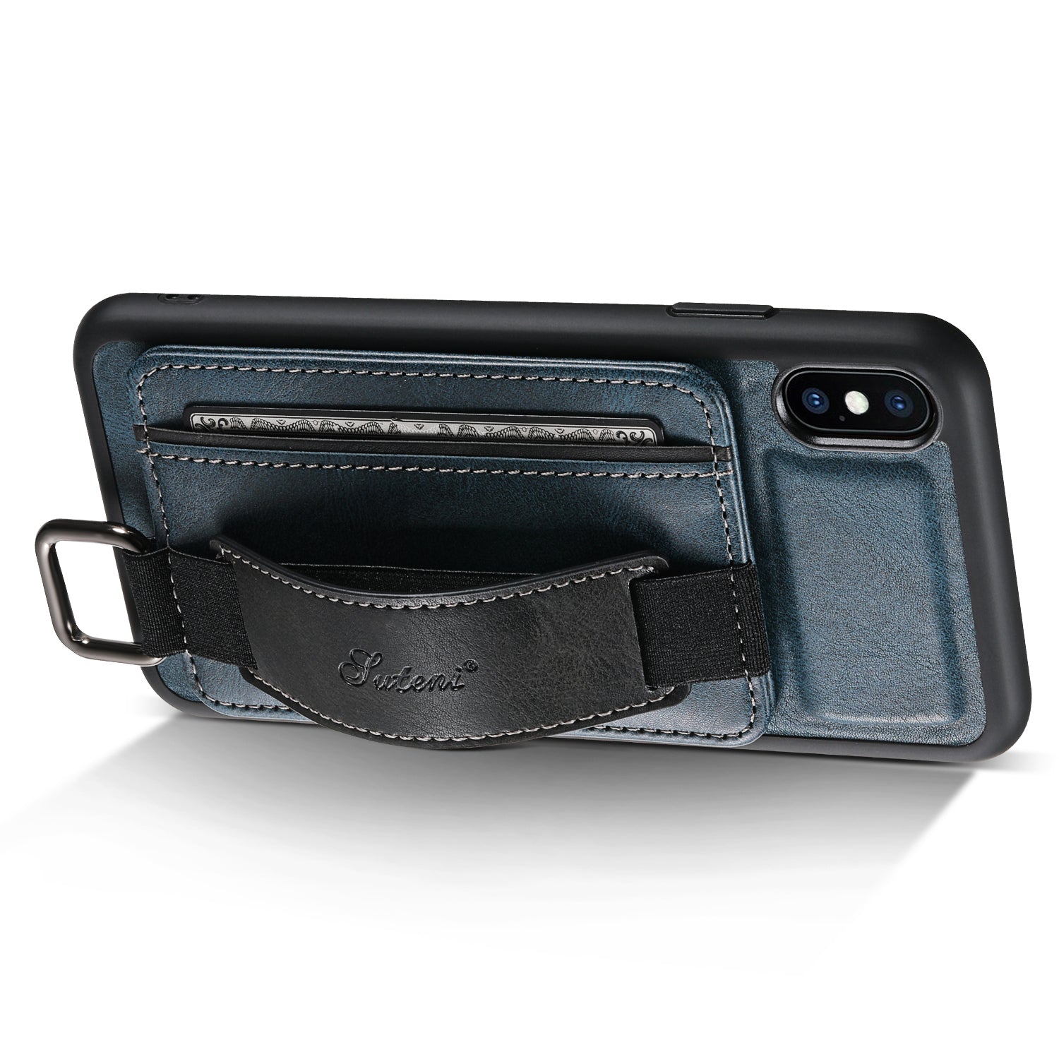 SUTENI H13 håndrem Kickstand telefontaske til iPhone XS Max kortholder PU læderbelagt PC TPU cover