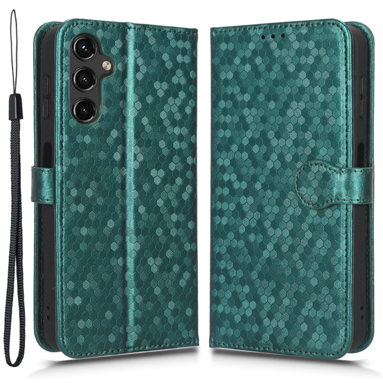 For Samsung Galaxy A14 4G Stand Flip Cover PU Leather Dot Pattern Imprinted Wallet Phone Case