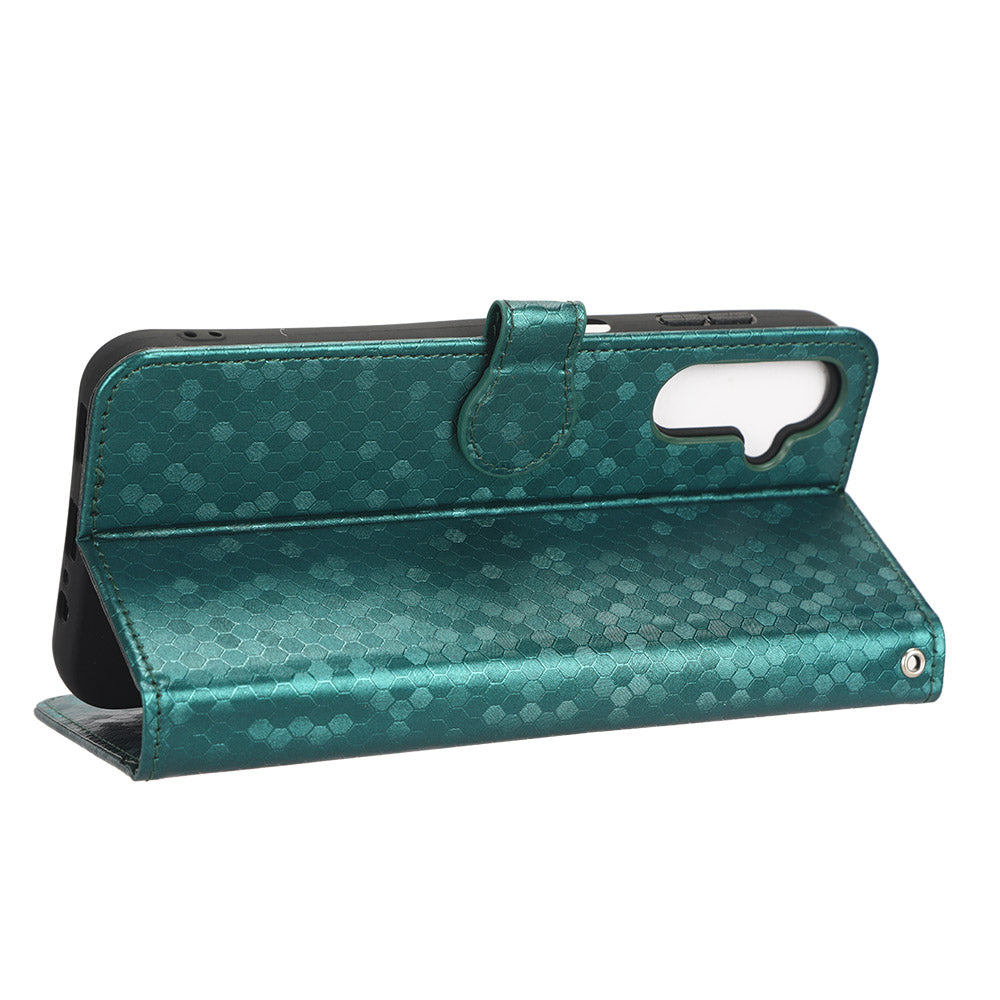 For Samsung Galaxy A14 4G Stand Flip Cover PU Leather Dot Pattern Imprinted Wallet Phone Case