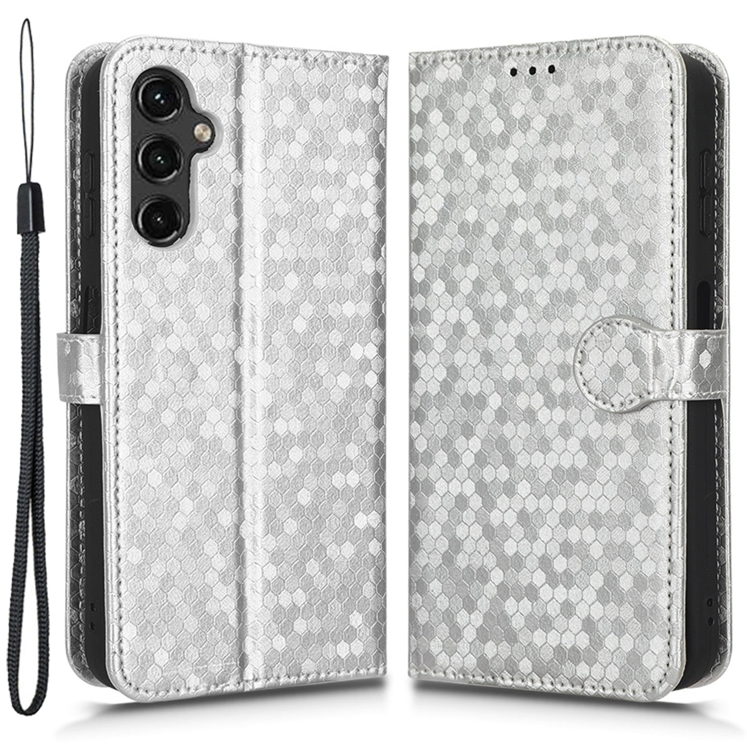 For Samsung Galaxy A14 4G Stand Flip Cover PU Leather Dot Pattern Imprinted Wallet Phone Case