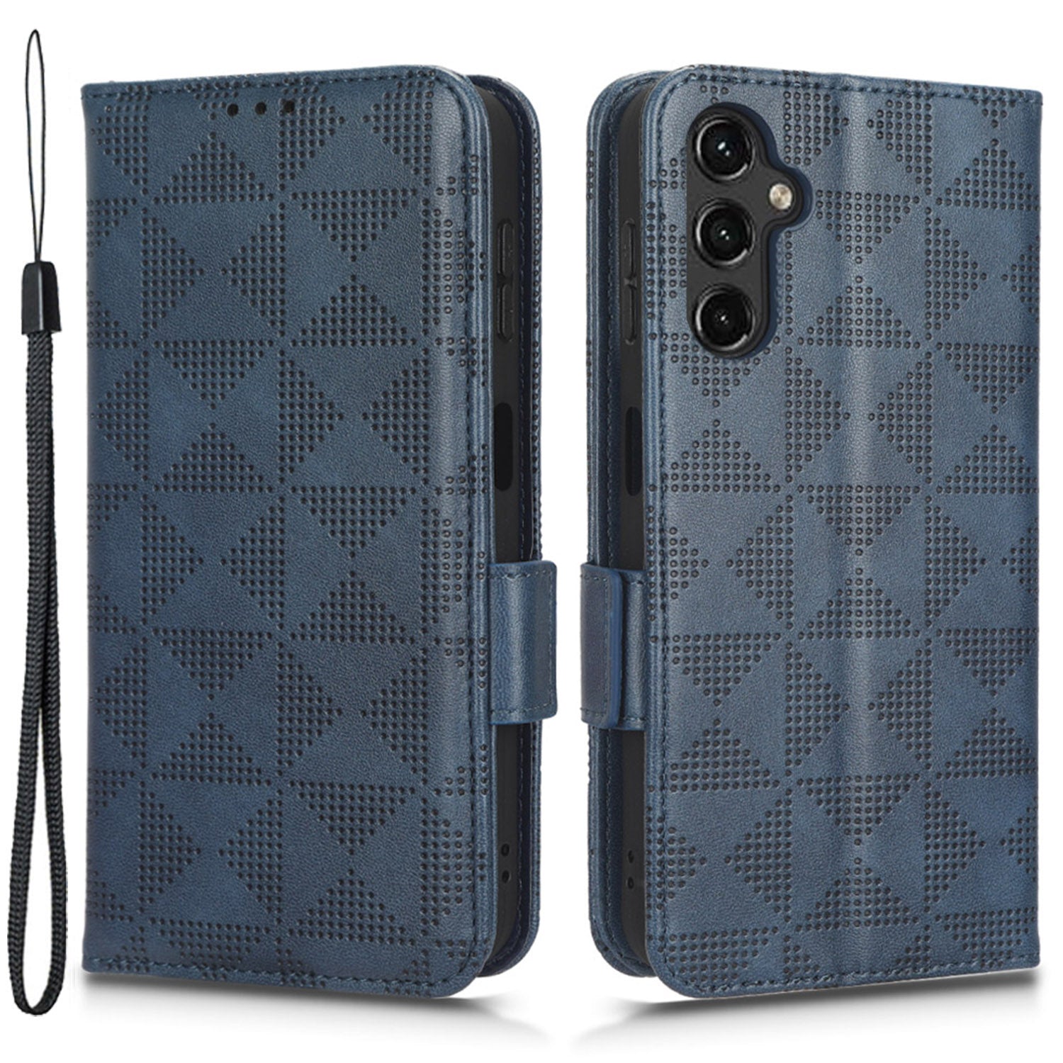 Imprinted Triangle Pattern Phone Cover for Samsung Galaxy A14 5G Leather Wallet Phone Stand Case