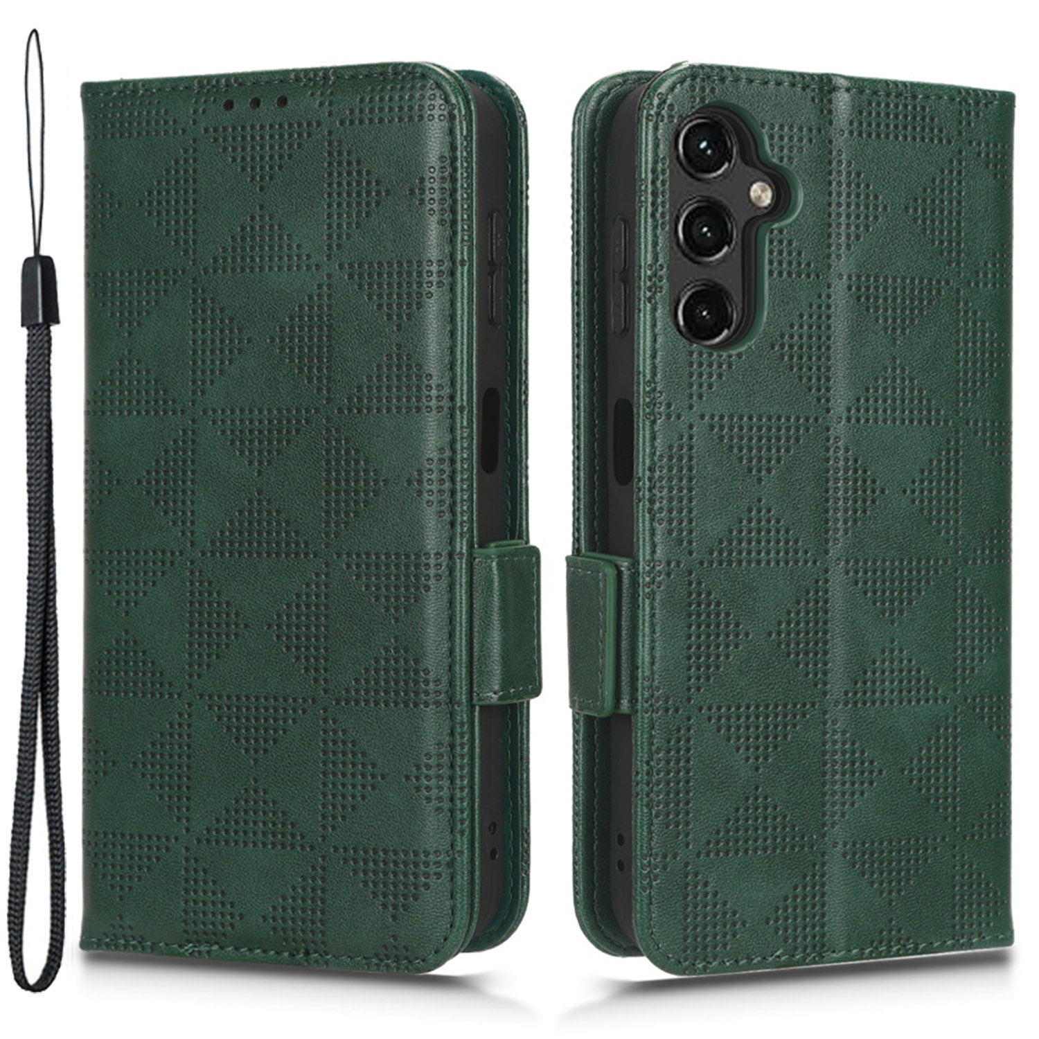 Imprinted Triangle Pattern Phone Cover for Samsung Galaxy A14 5G Leather Wallet Phone Stand Case