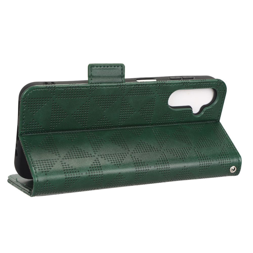 Imprinted Triangle Pattern Phone Cover for Samsung Galaxy A14 5G Leather Wallet Phone Stand Case