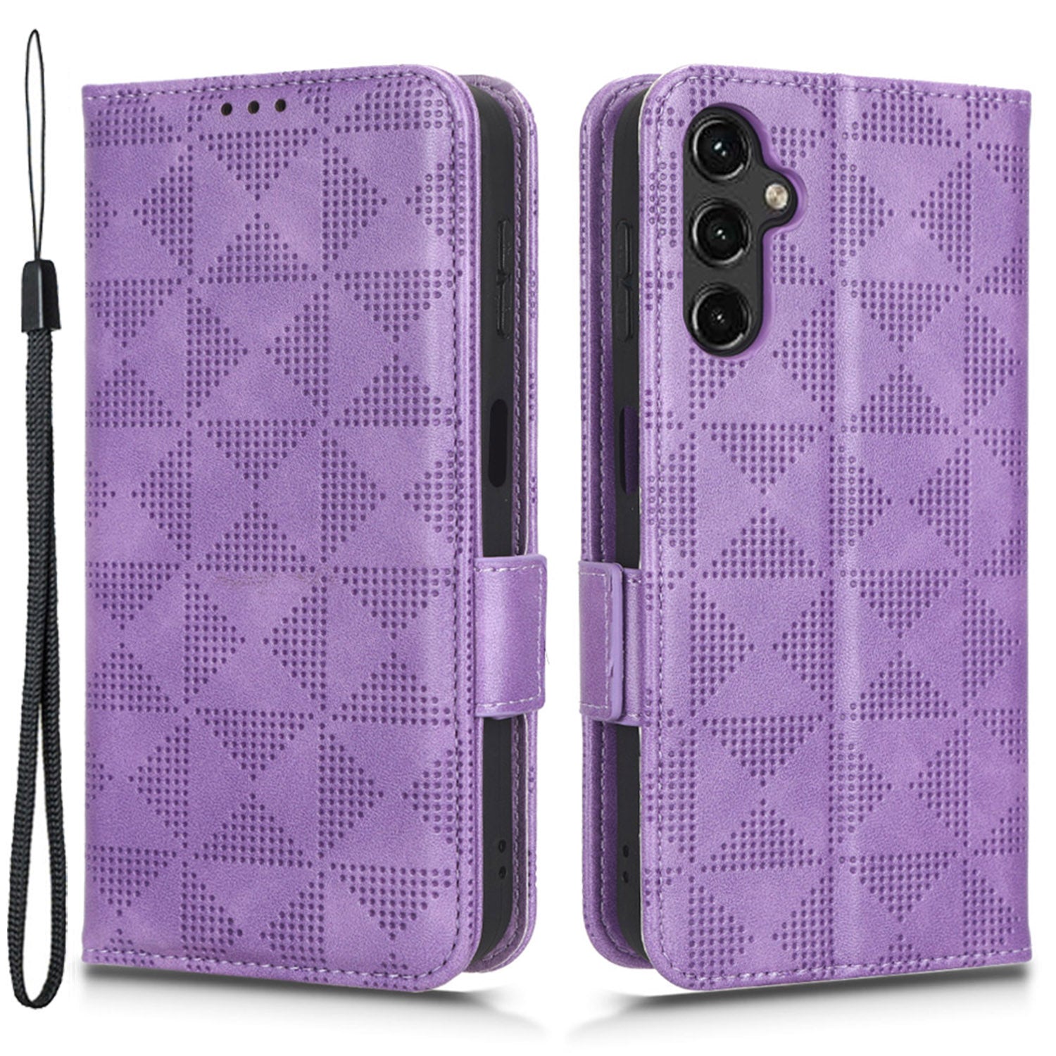 Imprinted Triangle Pattern Phone Cover for Samsung Galaxy A14 5G Leather Wallet Phone Stand Case