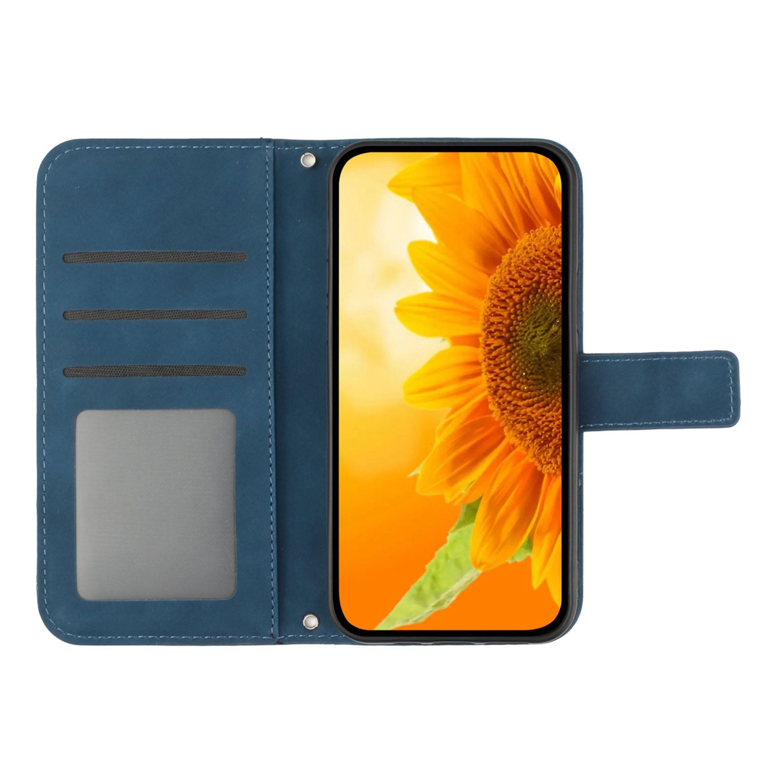 For Samsung Galaxy A24 4G HT04 Leather Flip Phone Case Sunflower Pattern Stand Wallet Cover with Shoulder Strap