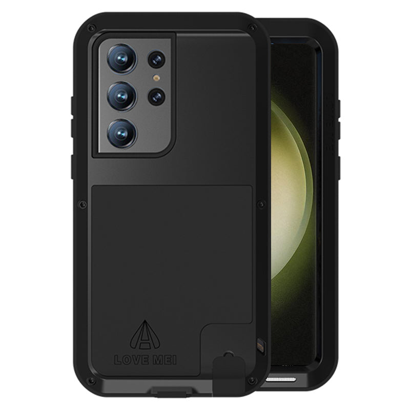 LOVE MEI For Samsung Galaxy S23 Ultra Cell Phone Case Silicone Metal Shockproof Phone Cover
