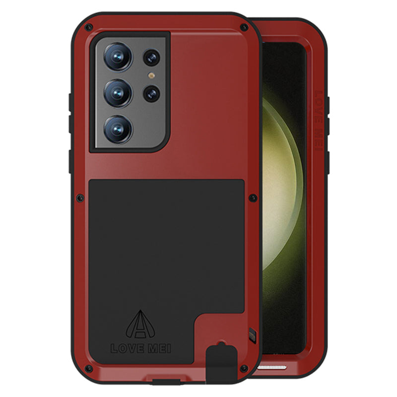LOVE MEI For Samsung Galaxy S23 Ultra Cell Phone Case Silicone Metal Shockproof Phone Cover