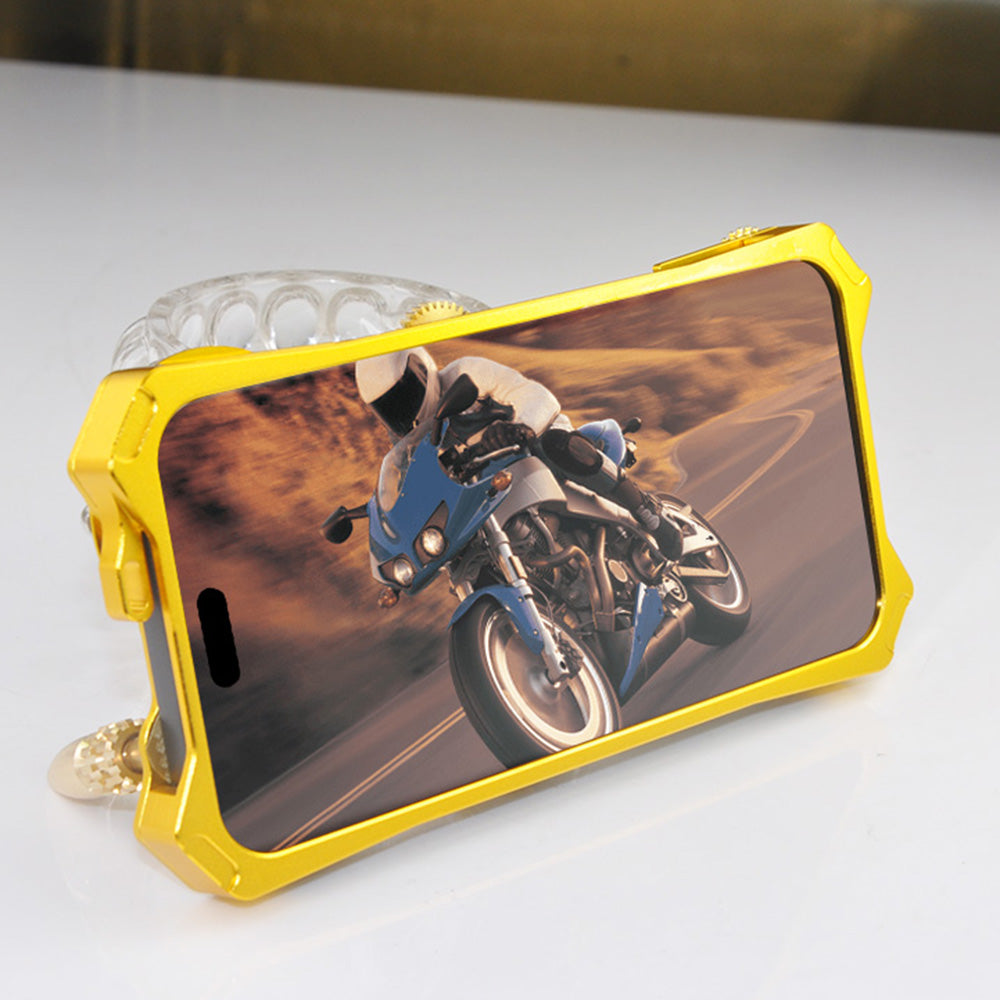 Pro iPhone 14 Pro Max Gear kovové pouzdro na telefon Ručně vyrobený kryt na telefon odolný proti nárazům a nárazům