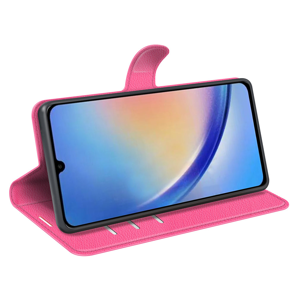 Shockproof Phone Case For Samsung Galaxy A34 5G Litchi Texture Flip Wallet Phone Cover with Stand