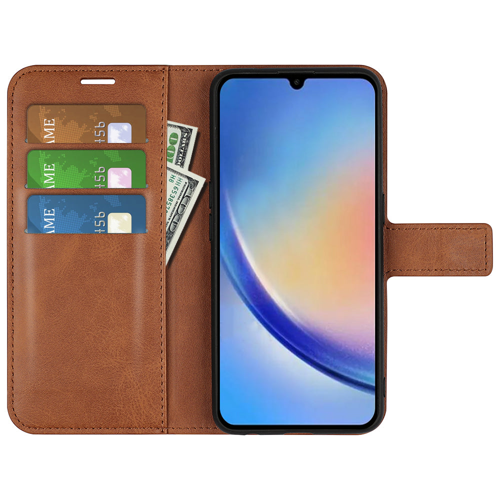 For Samsung Galaxy A34 5G Folio Flip Phone Case Calf Texture Stand Wallet Cover