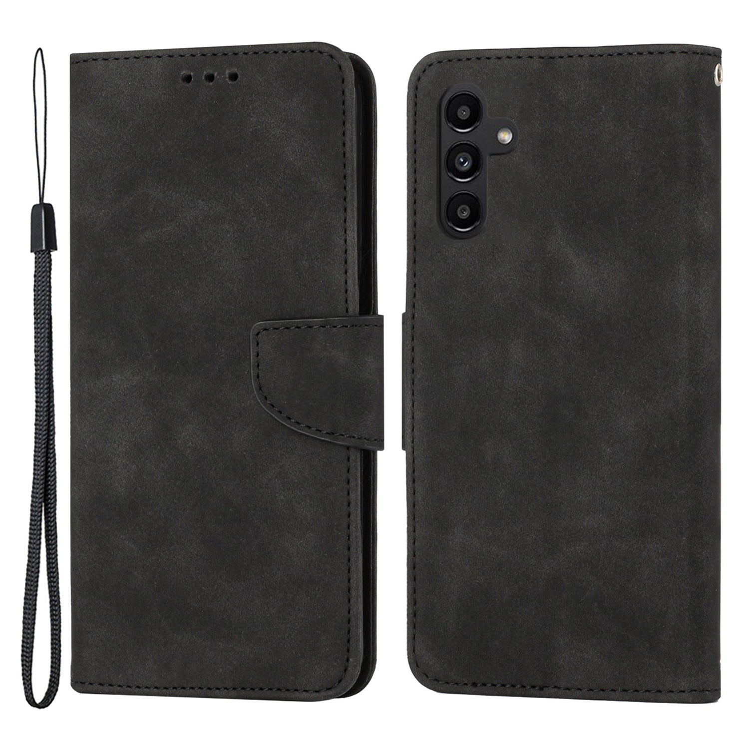 For Samsung Galaxy A24 4G Solid Color Protective Flip Phone Case Wallet Stand Leather Cell Phone Cover