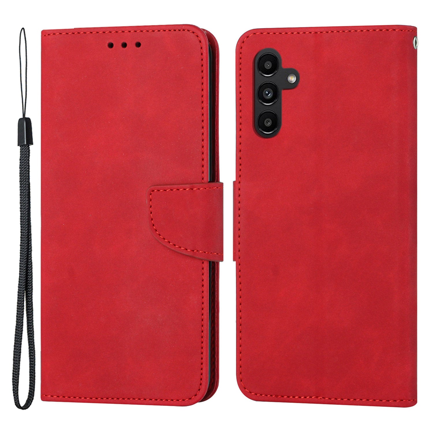 For Samsung Galaxy A24 4G Solid Color Protective Flip Phone Case Wallet Stand Leather Cell Phone Cover