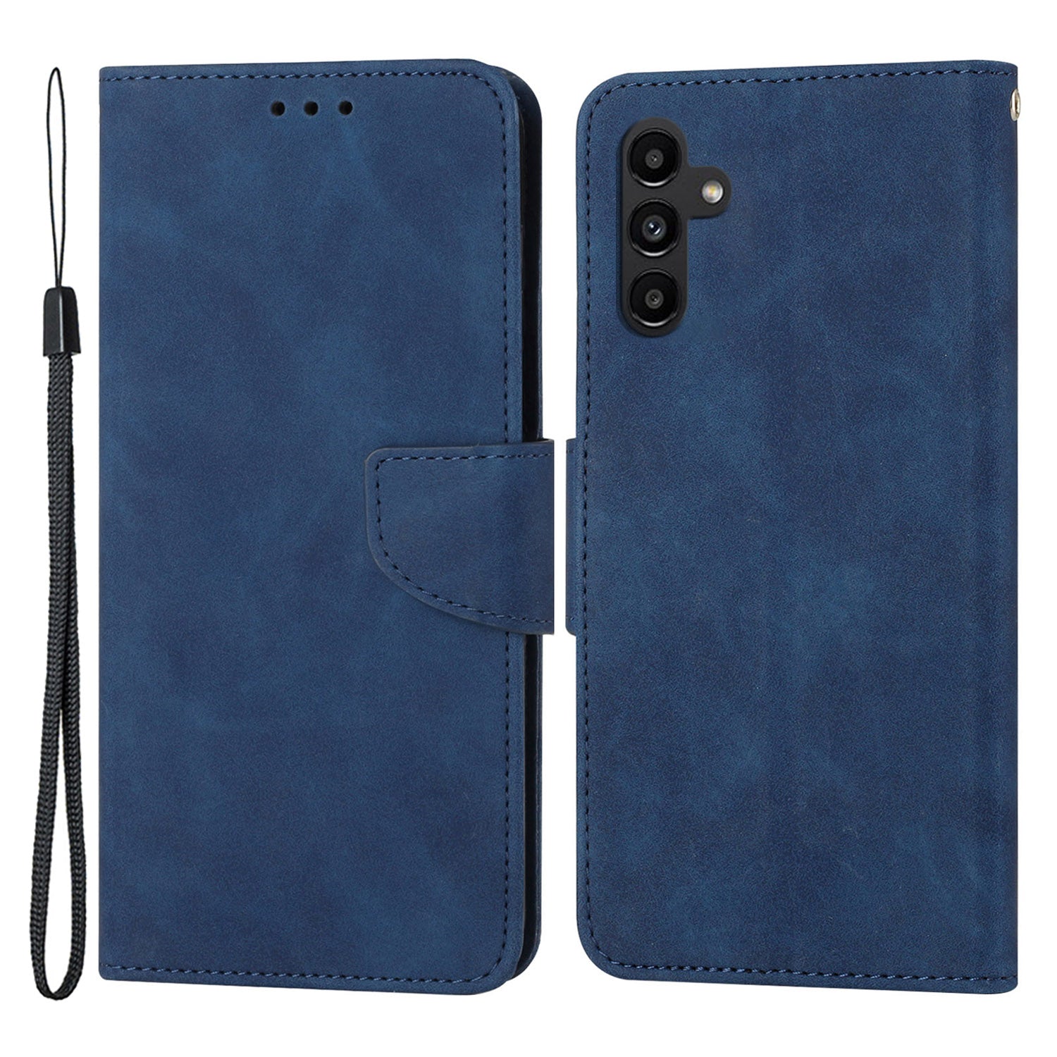 For Samsung Galaxy A24 4G Solid Color Protective Flip Phone Case Wallet Stand Leather Cell Phone Cover