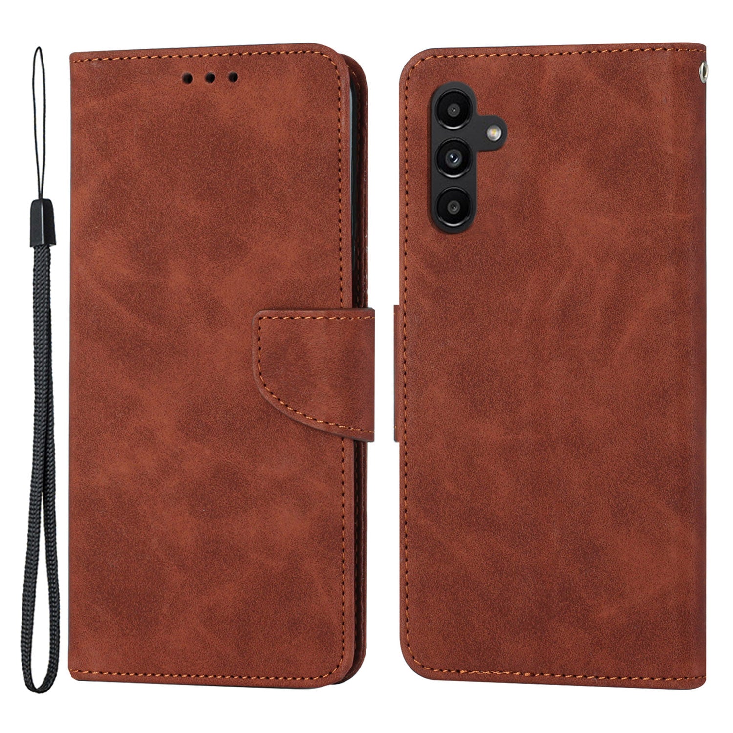 For Samsung Galaxy A24 4G Solid Color Protective Flip Phone Case Wallet Stand Leather Cell Phone Cover