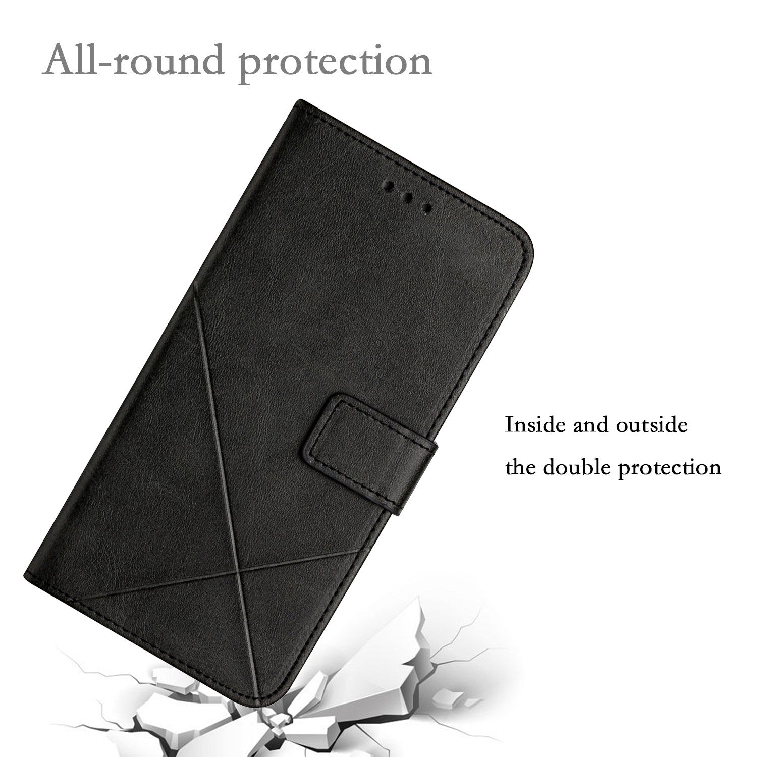 Solid Color PU Leather Phone Cover For Samsung Galaxy A24 4G Line Imprinting Shockproof Phone Case with Stand