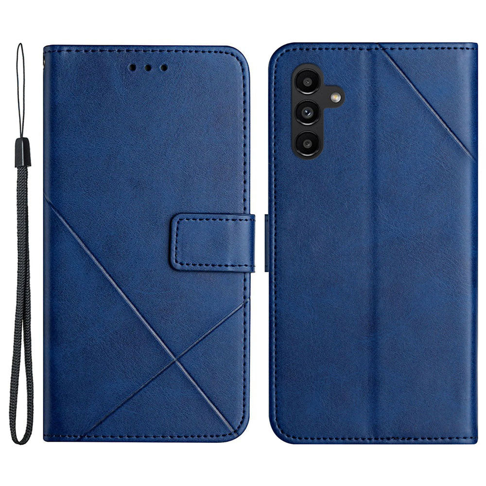 Solid Color PU Leather Phone Cover For Samsung Galaxy A24 4G Line Imprinting Shockproof Phone Case with Stand