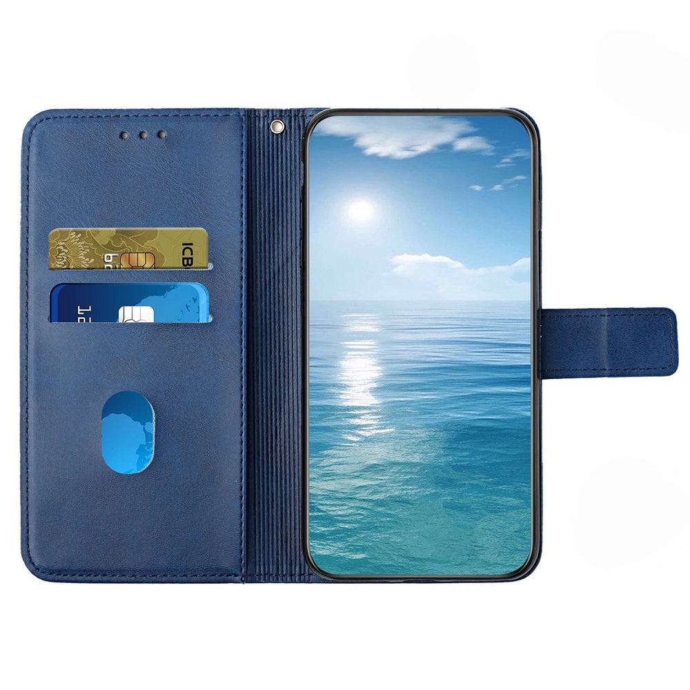 Solid Color PU Leather Phone Cover For Samsung Galaxy A24 4G Line Imprinting Shockproof Phone Case with Stand