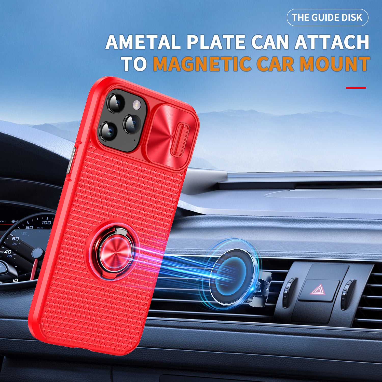 Ring Kickstand PC TPU Phone Case for iPhone 11 Pro Slide Camera Lens Cover Smartphone Case